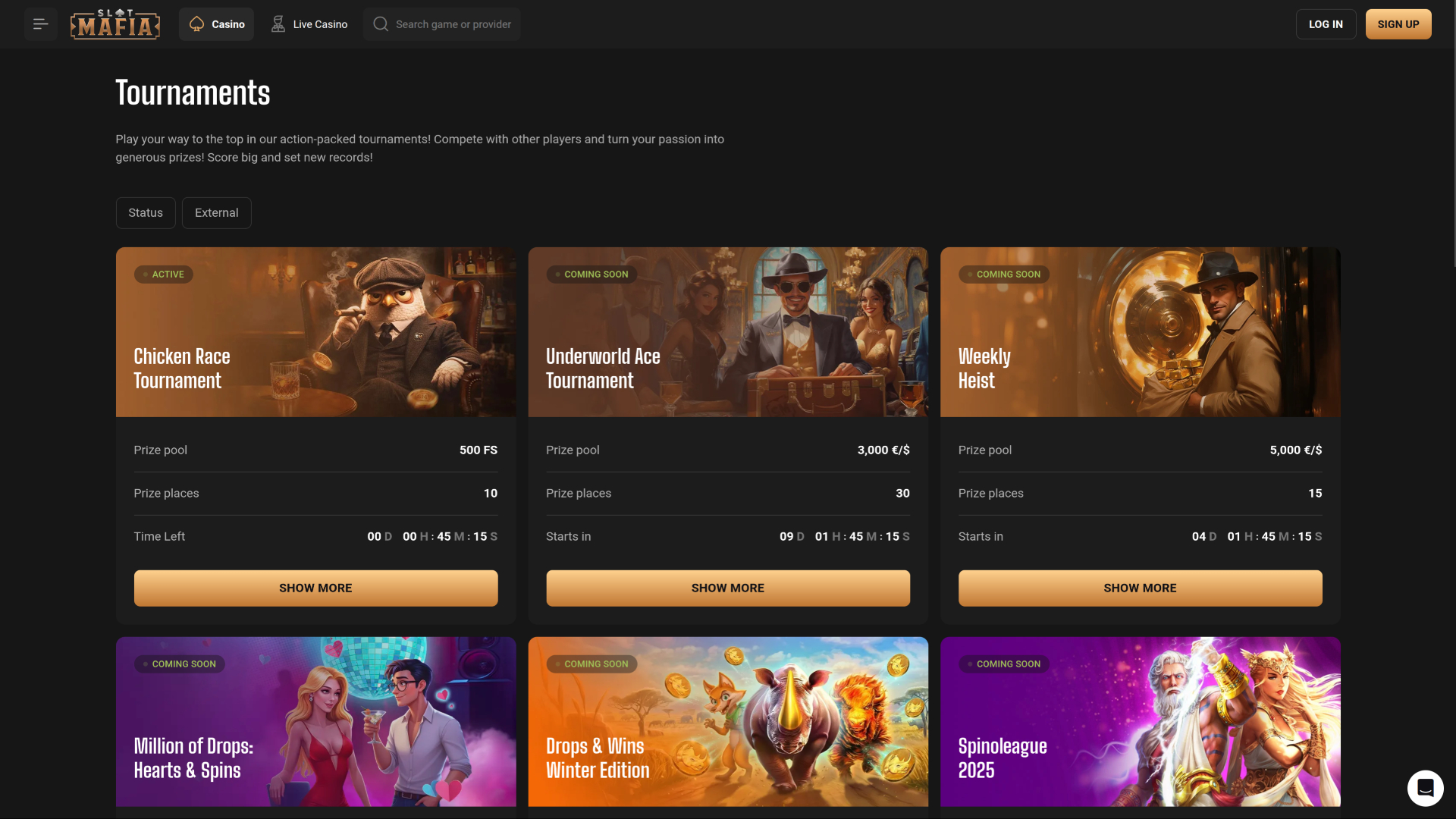 SlotMafia Casino Desktop Tournaments