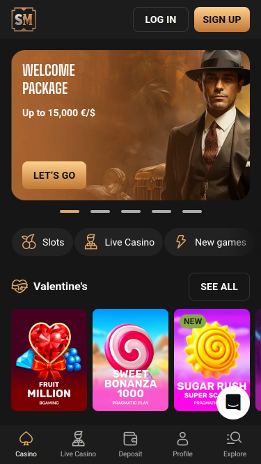 SlotMafia Casino Mobile Homepage