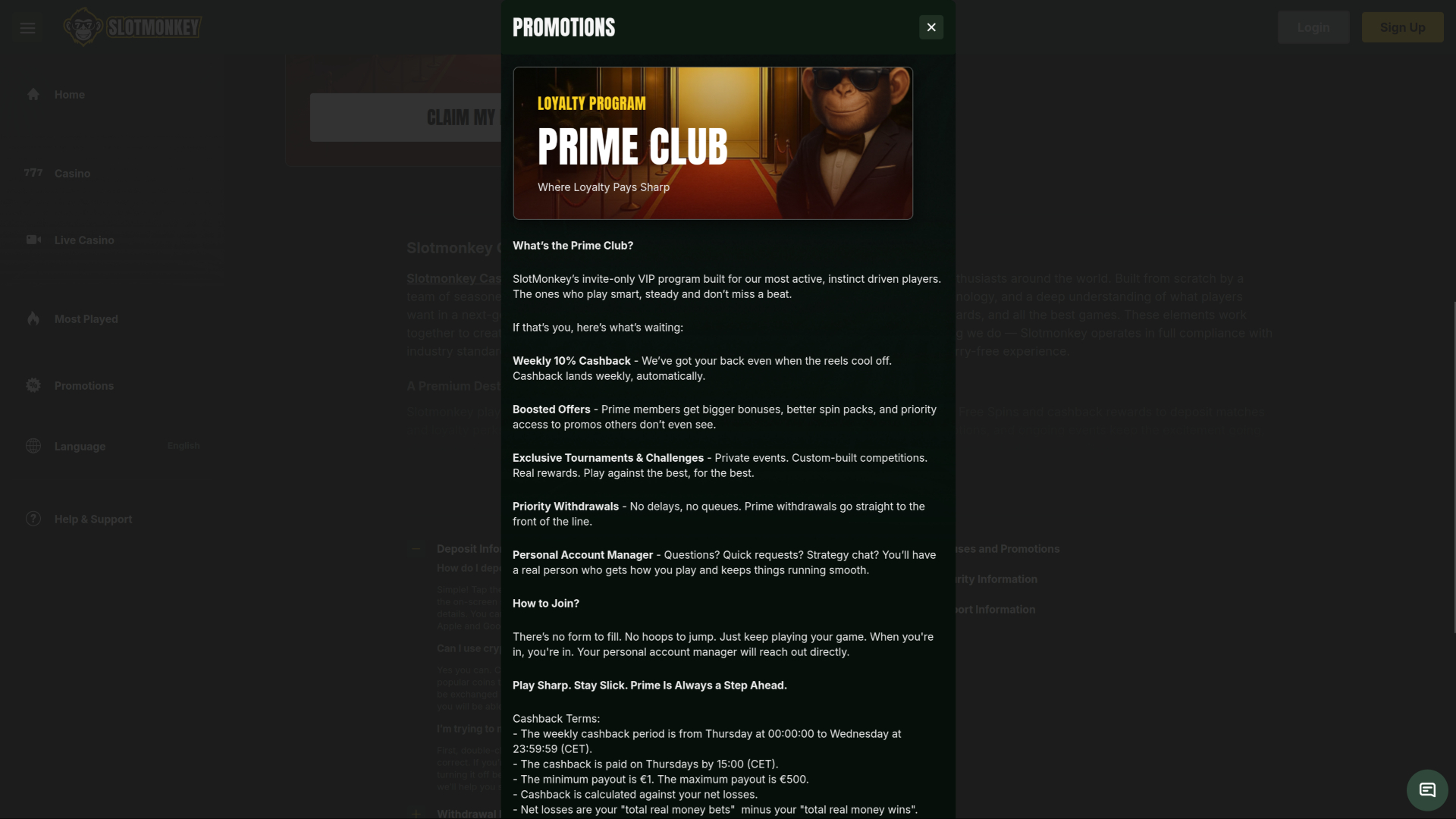 SlotMonkey Casino VIP Program