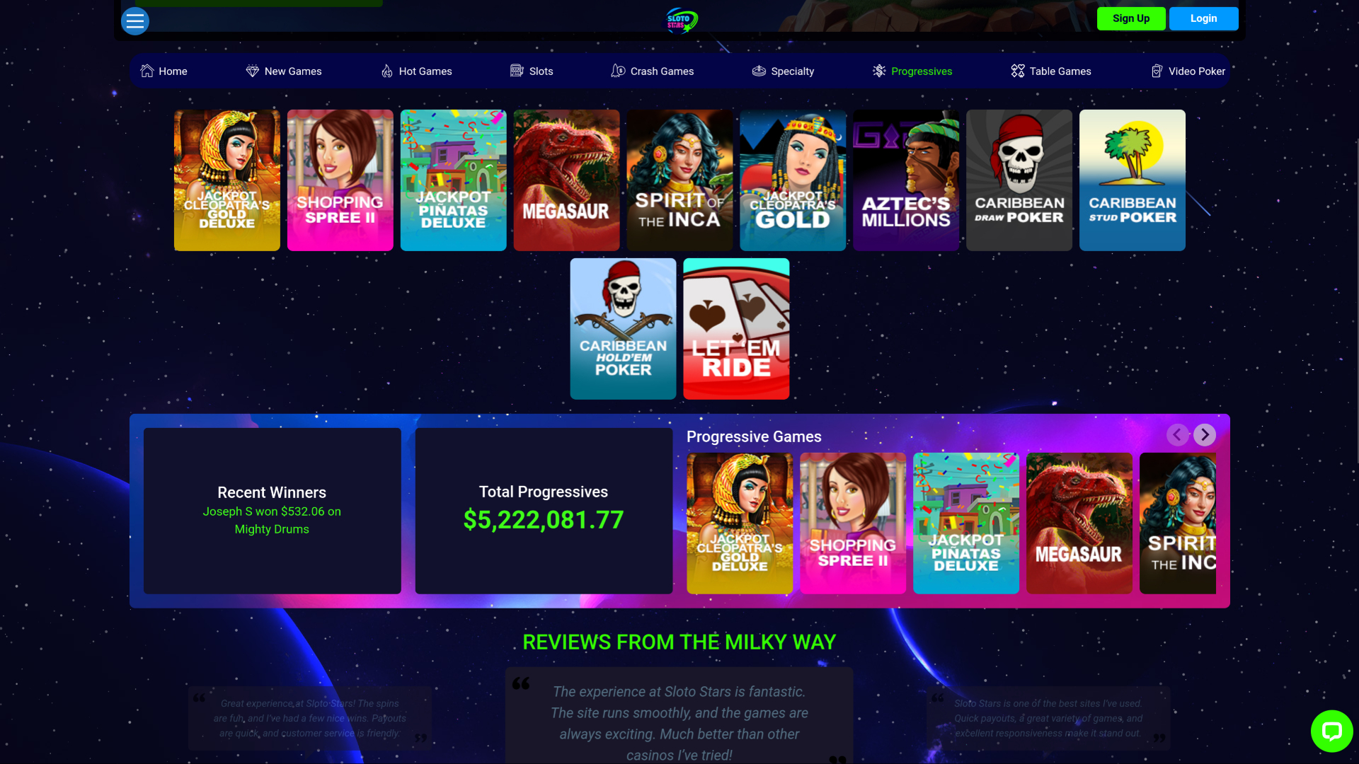 Sloto Stars Casino Desktop Jackpot