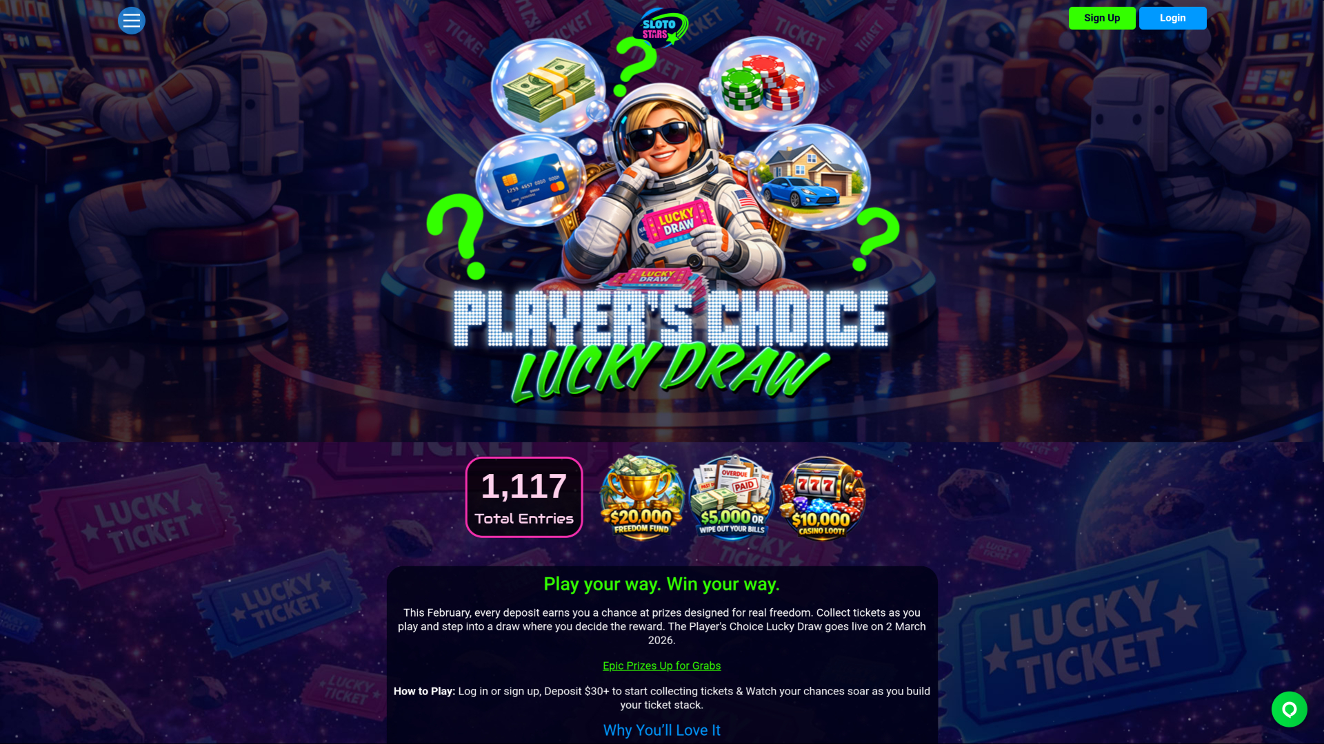 Sloto Stars Casino Desktop Lucky Draw