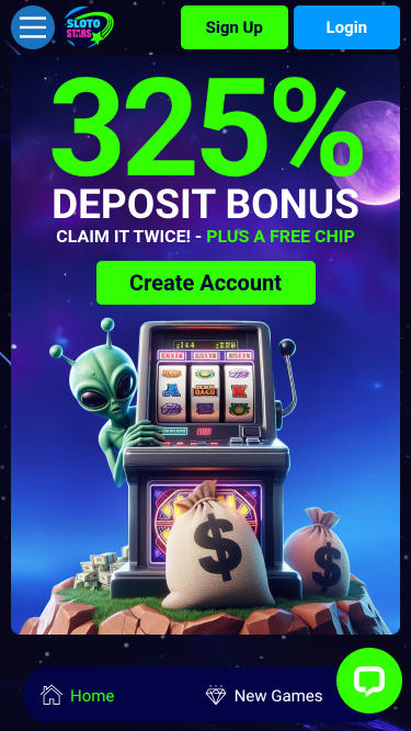 Sloto Stars Casino Mobile Homepage