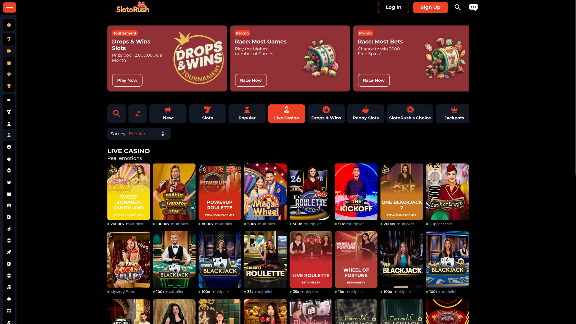SlotoRush Casino Desktop Live Dealer