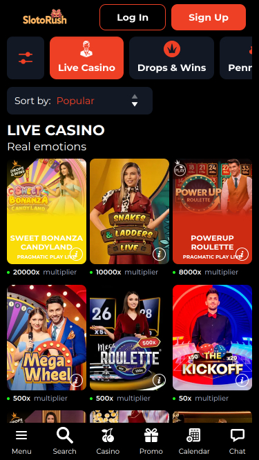 SlotoRush Casino Mobile Live Dealer