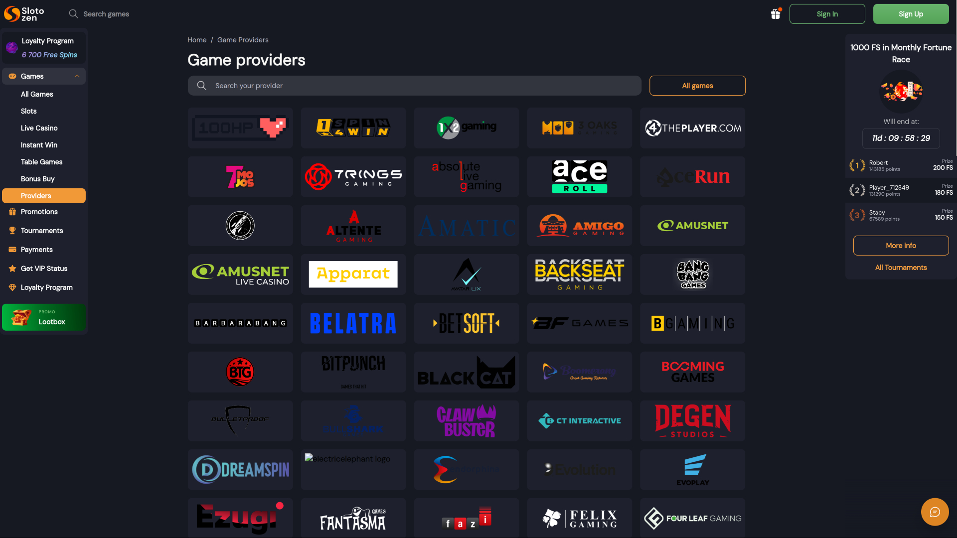 Slotozen Casino Desktop Game Developers