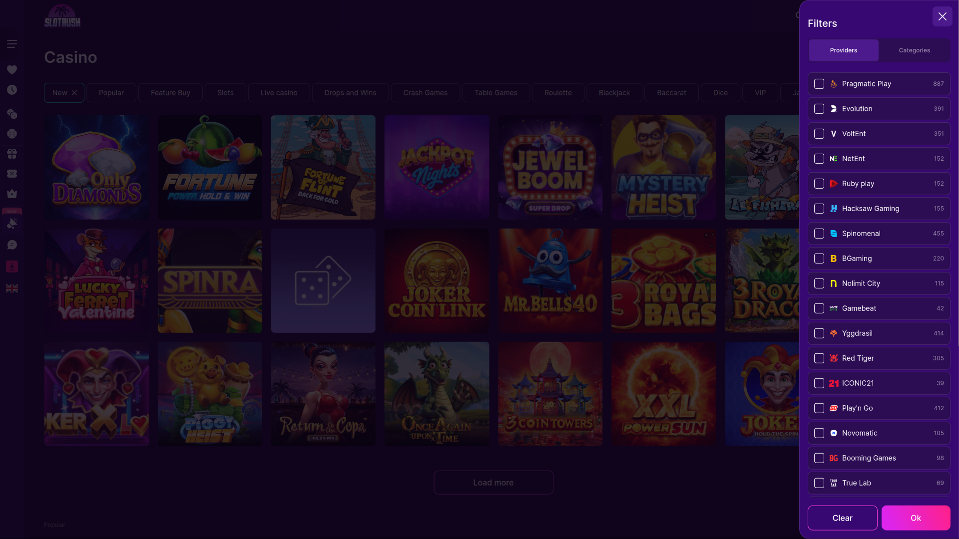 SlotRush Casino Desktop Game Developers