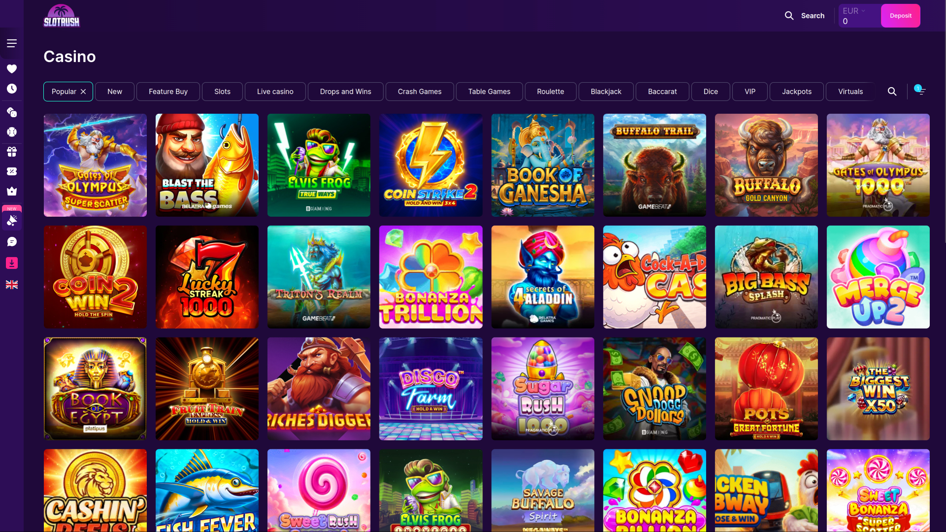 SlotRush Casino Desktop Games