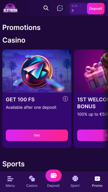 SlotRush Casino Mobile Promotions