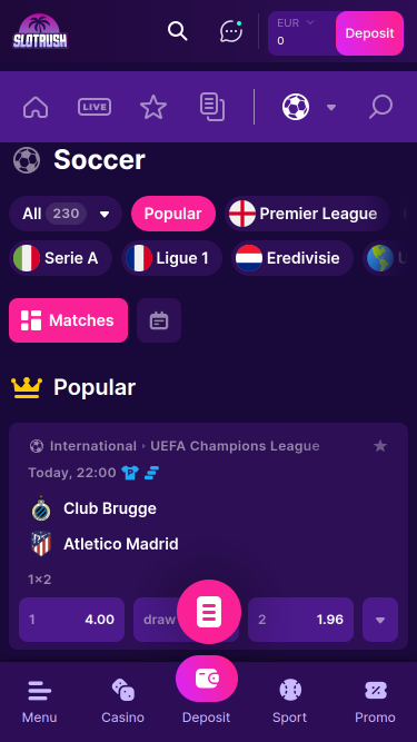 SlotRush Casino Mobile Sports Betting