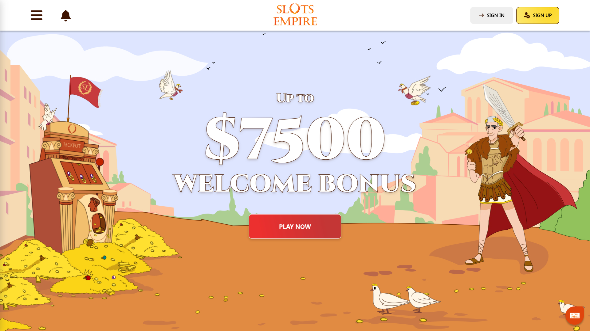 Slots Empire Casino Desktop Homepage