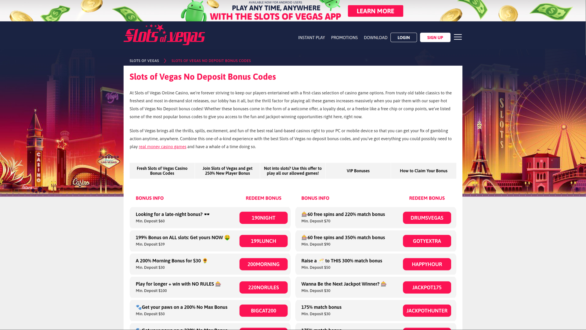 Slots of Vegas Casino Desktop Promotions