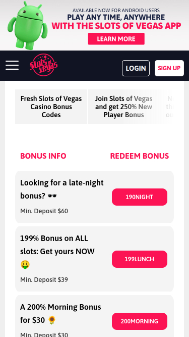 Slots of Vegas Casino Mobile Promotions