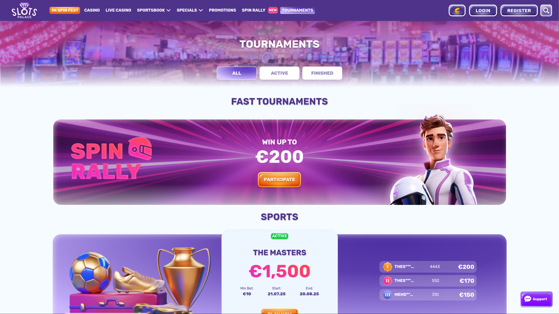 SlotsPalace Casino Desktop Tournaments