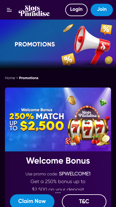 Slots Paradise Casino Mobile Promotions