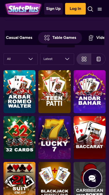 Slots Plus Casino Mobile Table Games