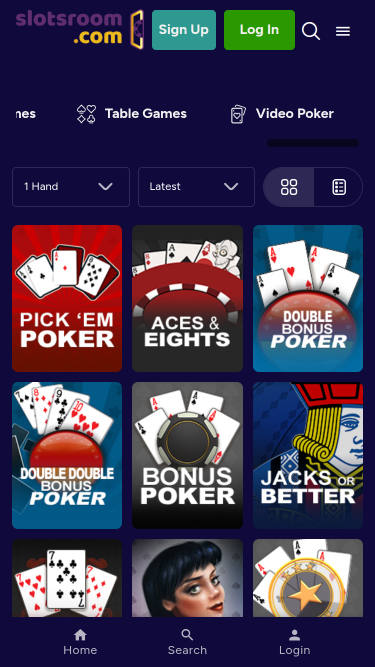 SlotsRoom Casino Mobile Video Poker