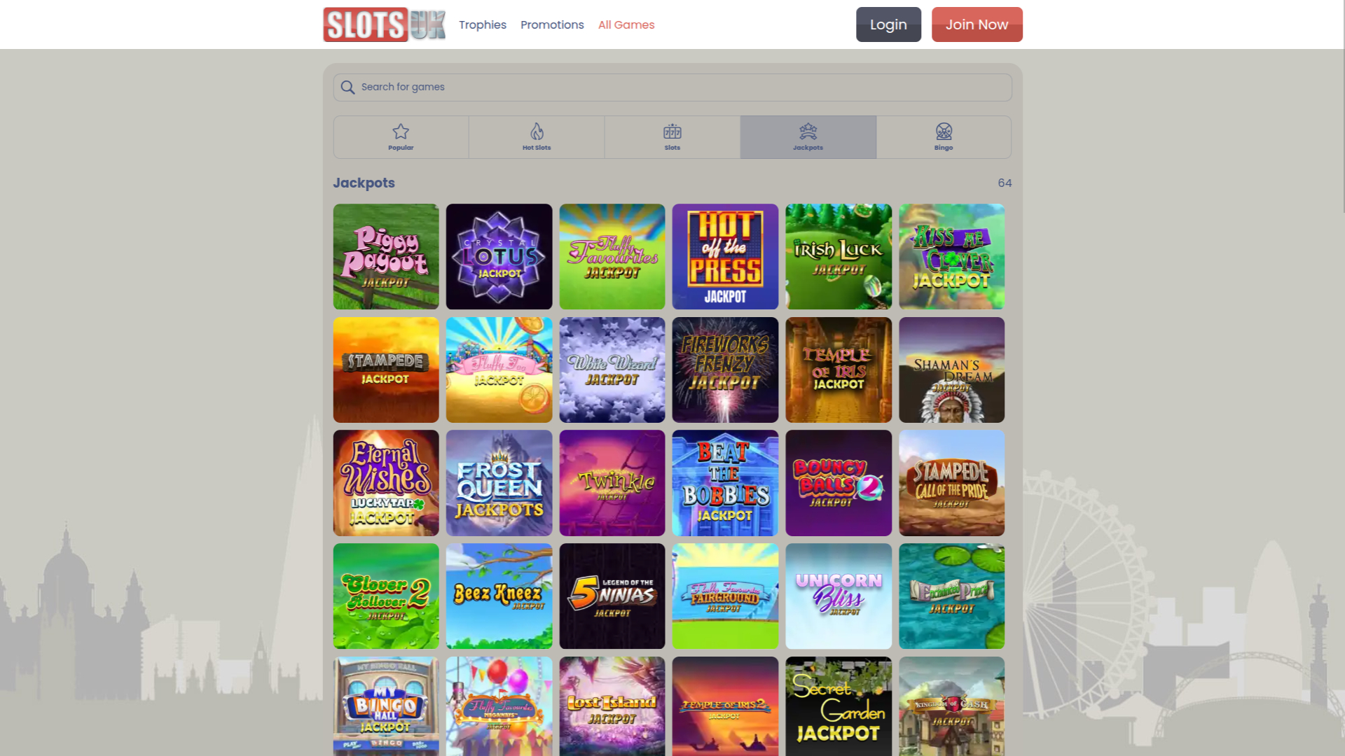 SlotsUK Casino Desktop Jackpot