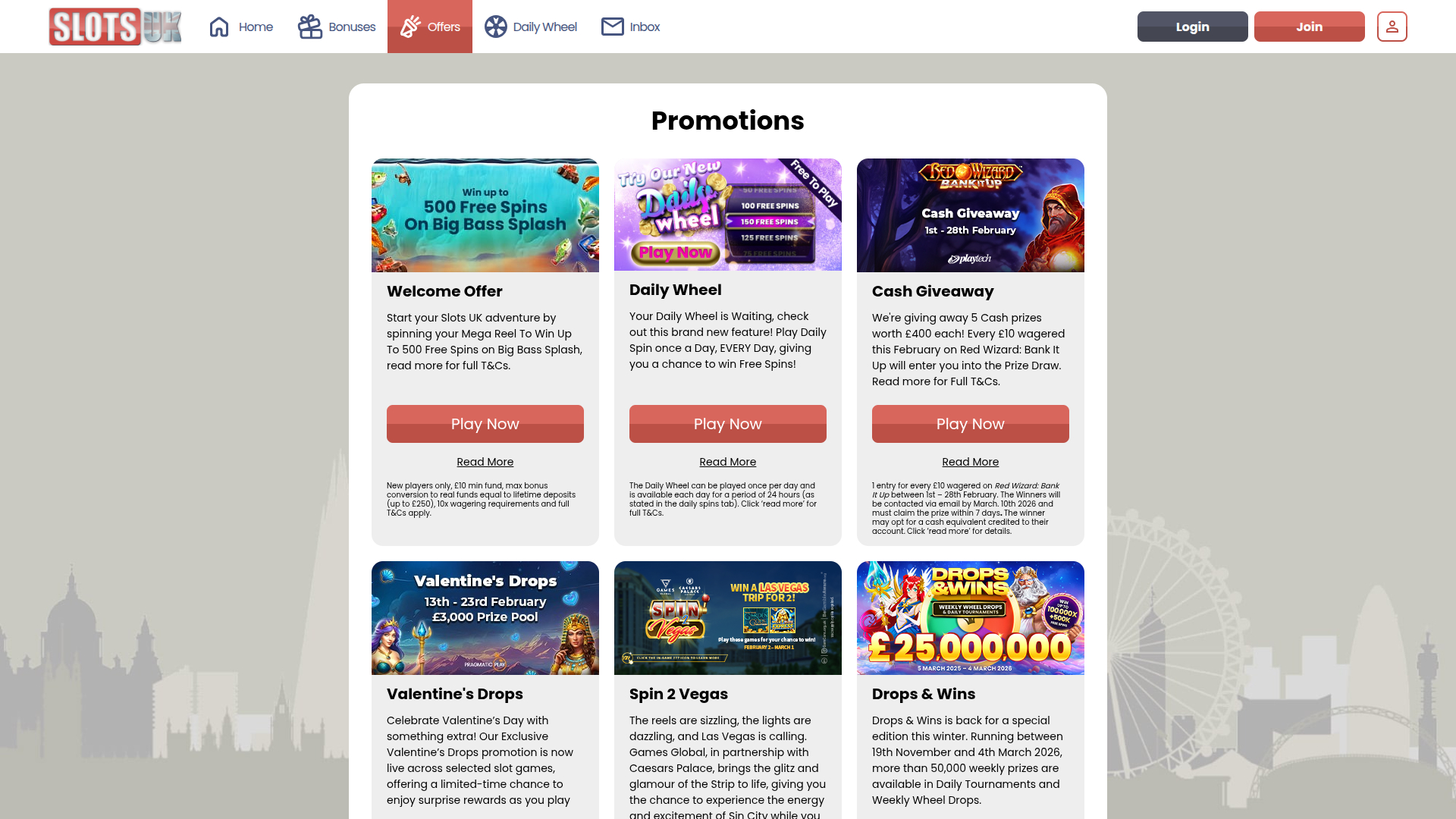 SlotsUK Casino Desktop Promotions
