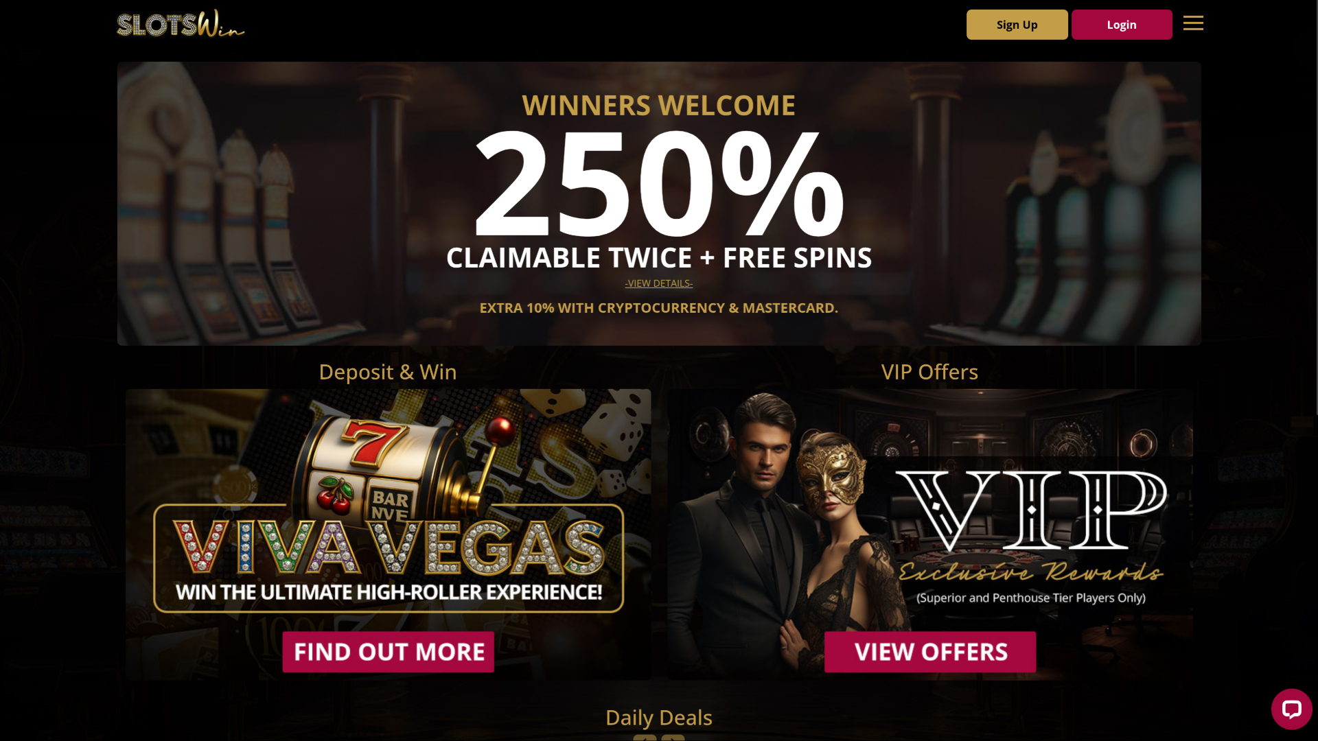 SlotsWin Casino Desktop Promotions