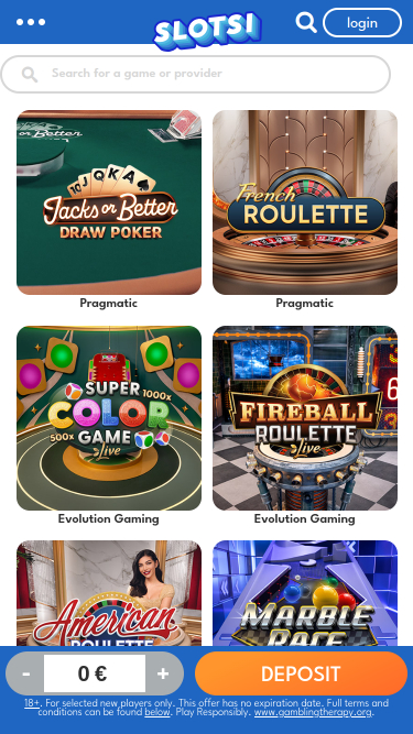 Slotsi Casino Mobile Live Dealer