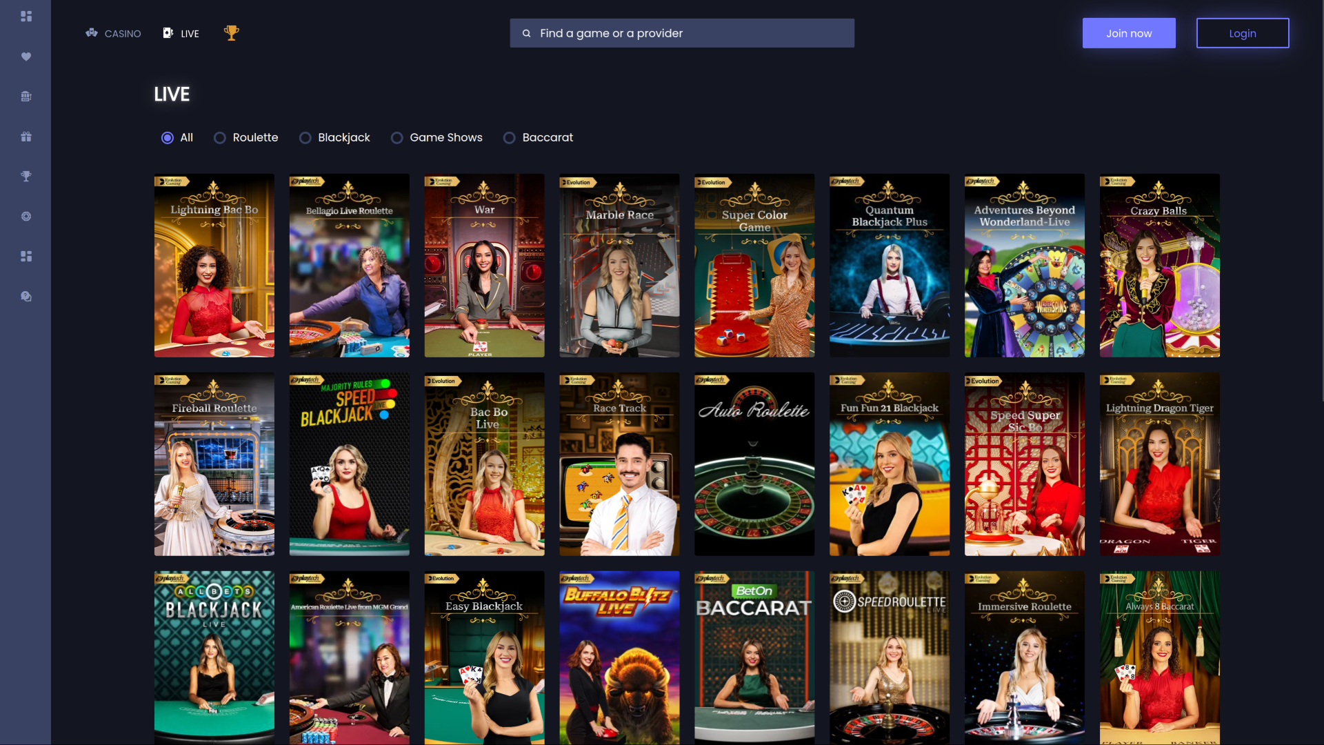 Slotsite.com Casino Desktop Live Dealer
