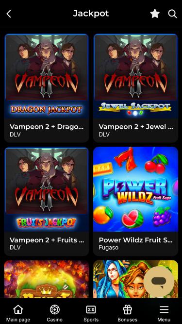 SlotStake Casino jackpot mobile page