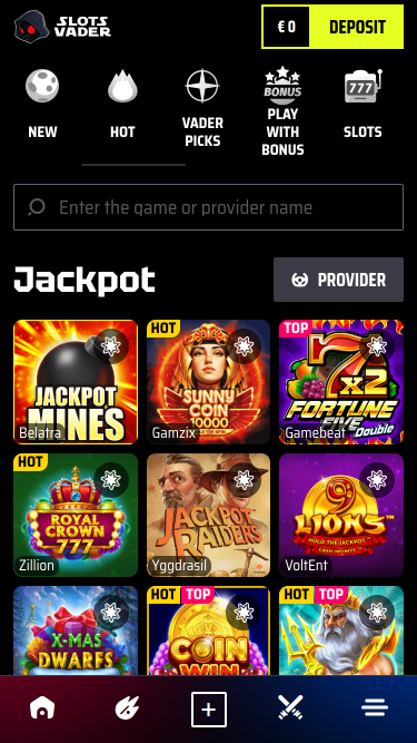 SlotsVader Casino Mobile Jackpot