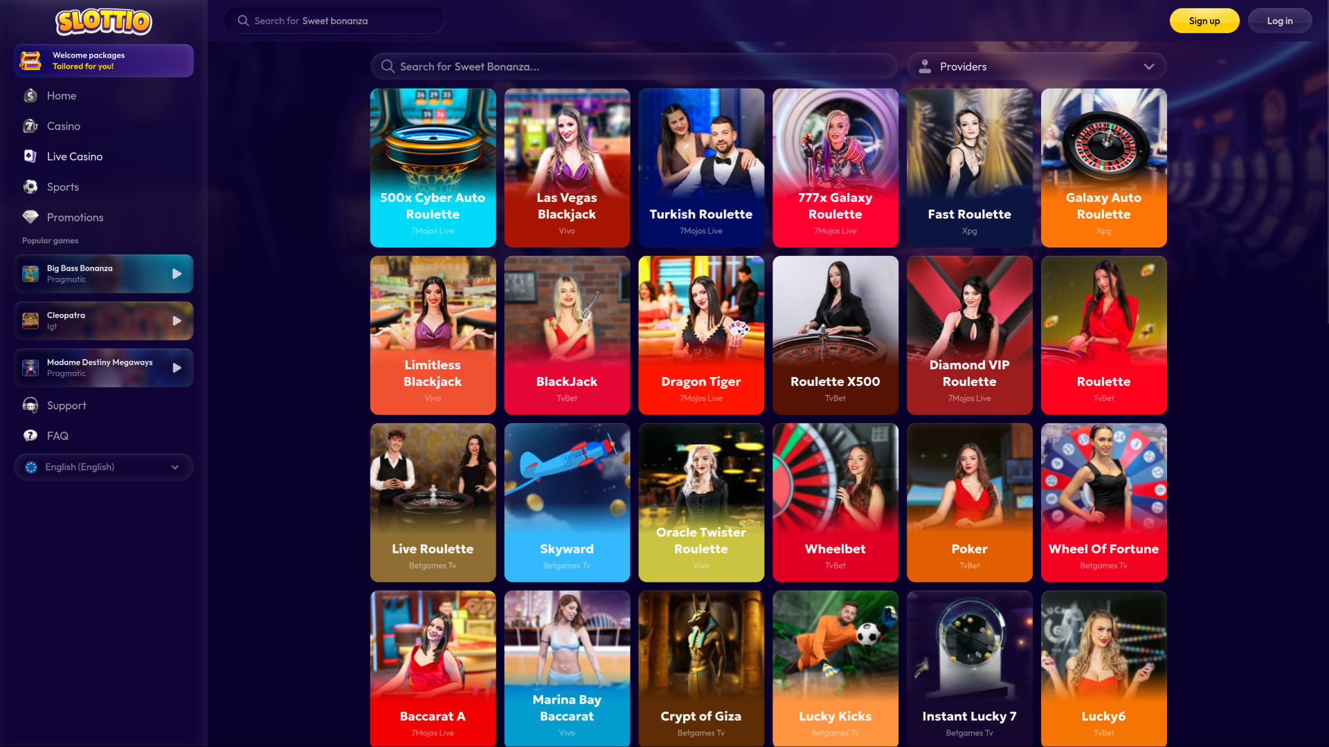 Slottio Casino Desktop Live Dealer
