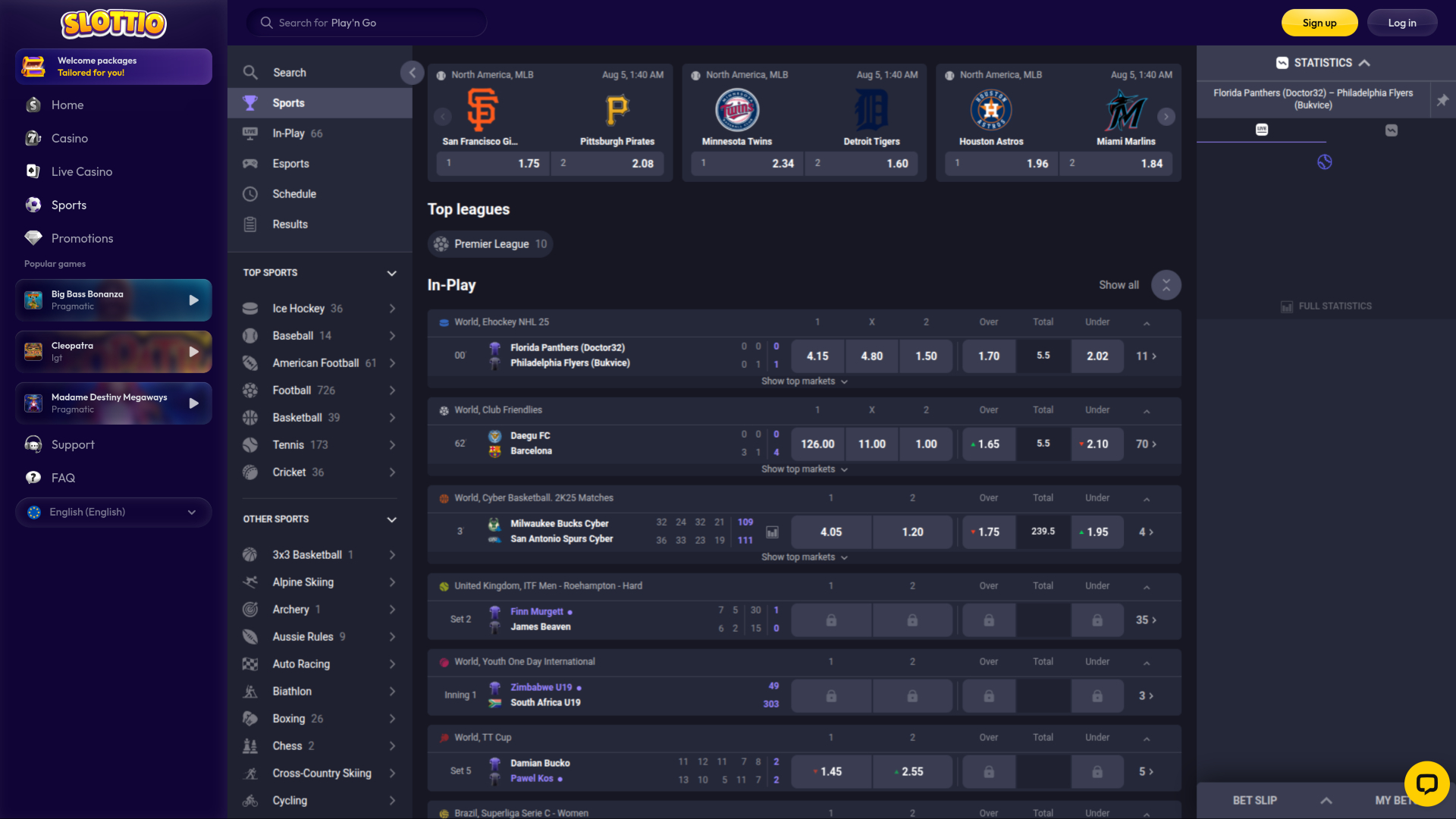 Slottio Casino Desktop Sports