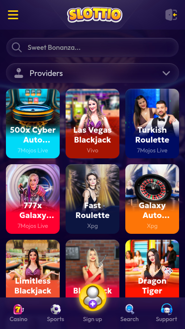 Slottio Casino Mobile Live Dealer