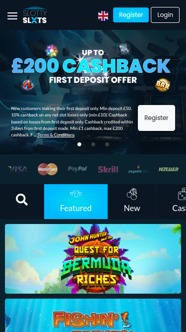 Slotty Slots Casino Mobile Homepage