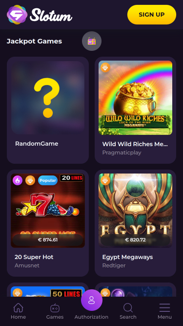 Slotum Casino Mobile Jackpot