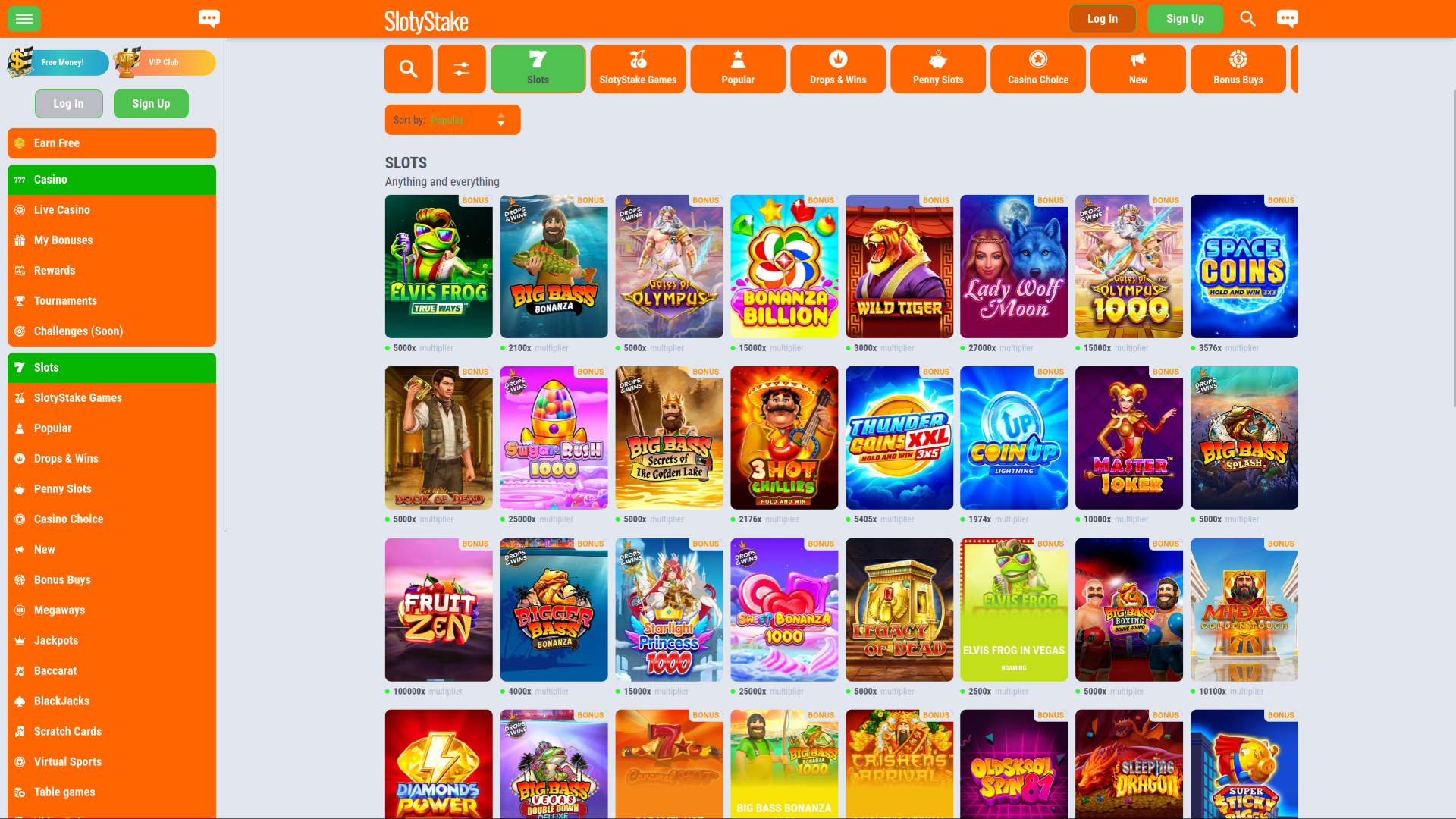 SlotyStake Casino Desktop Games