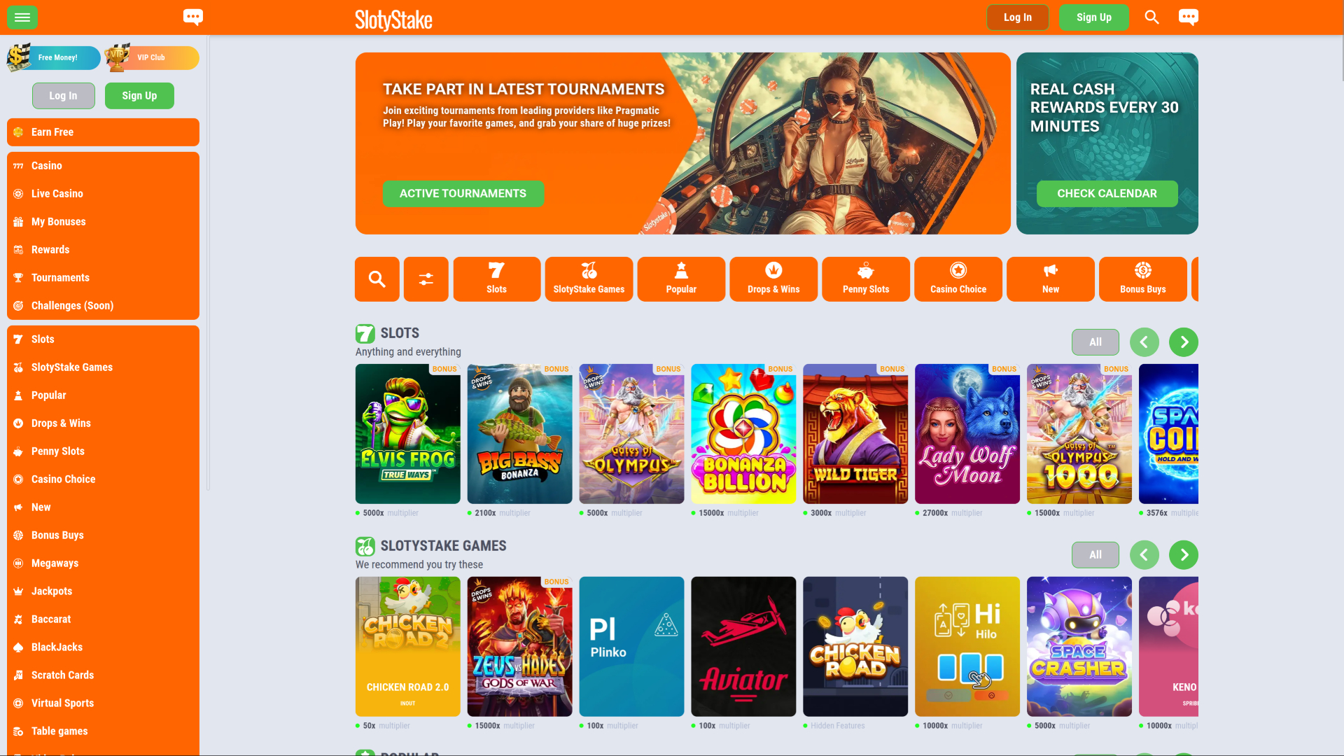 SlotyStake Casino Desktop Homepage
