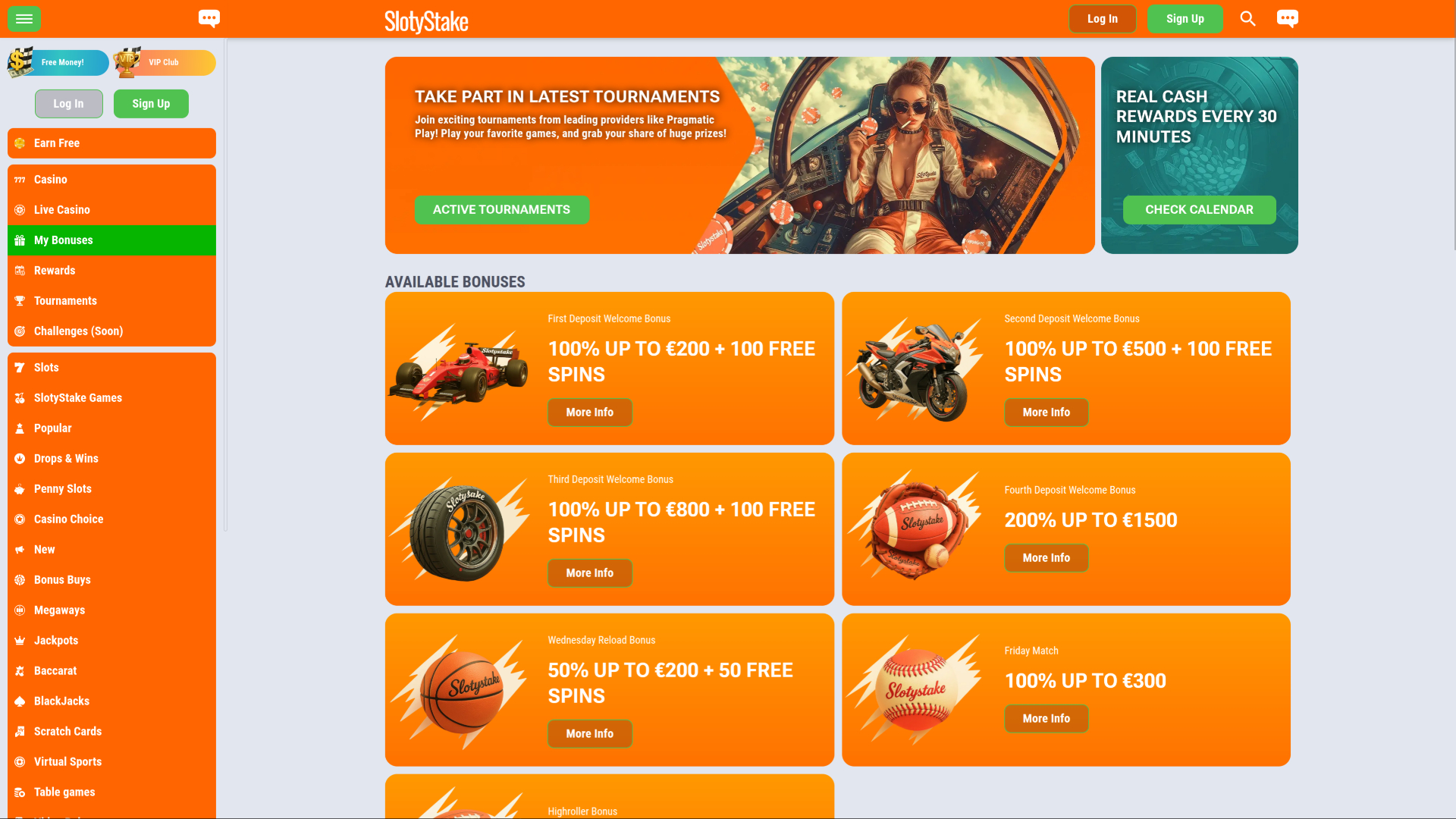 SlotyStake Casino Desktop Promotions