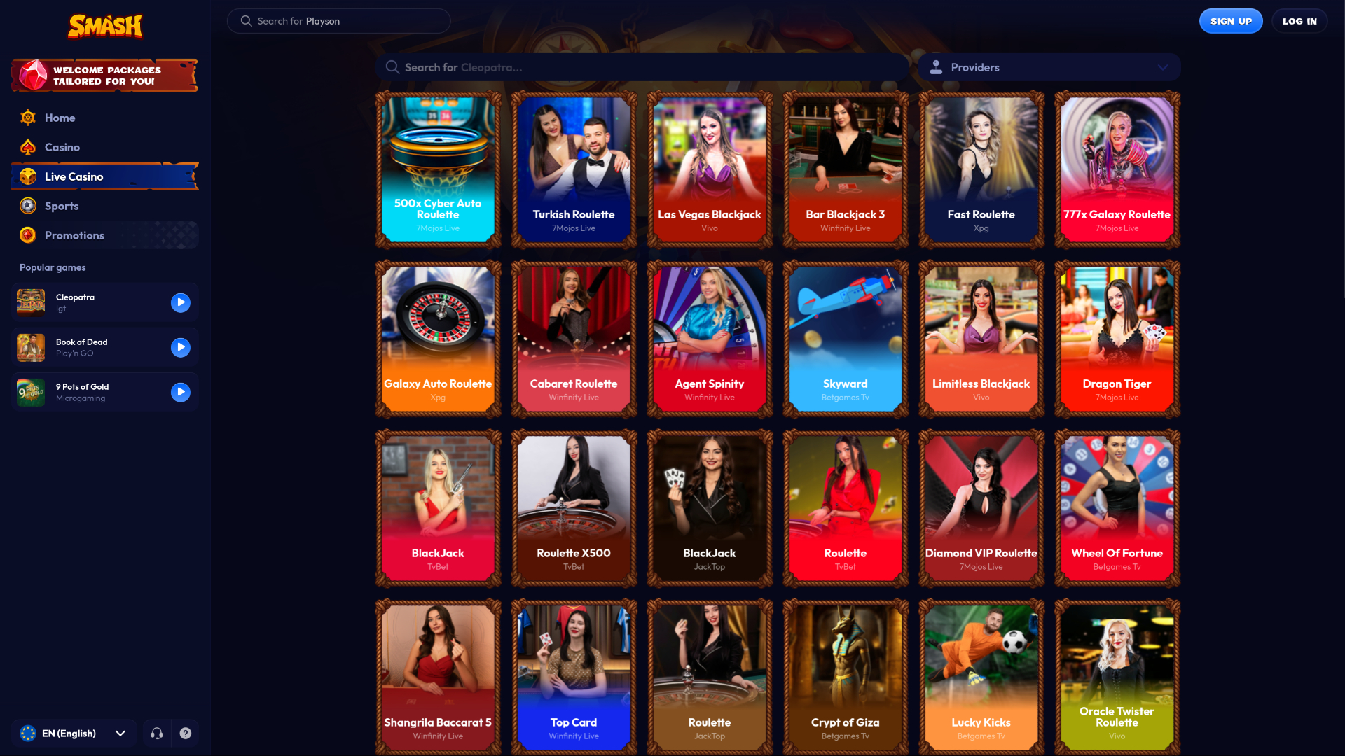 Smash Casino Desktop Live Dealer