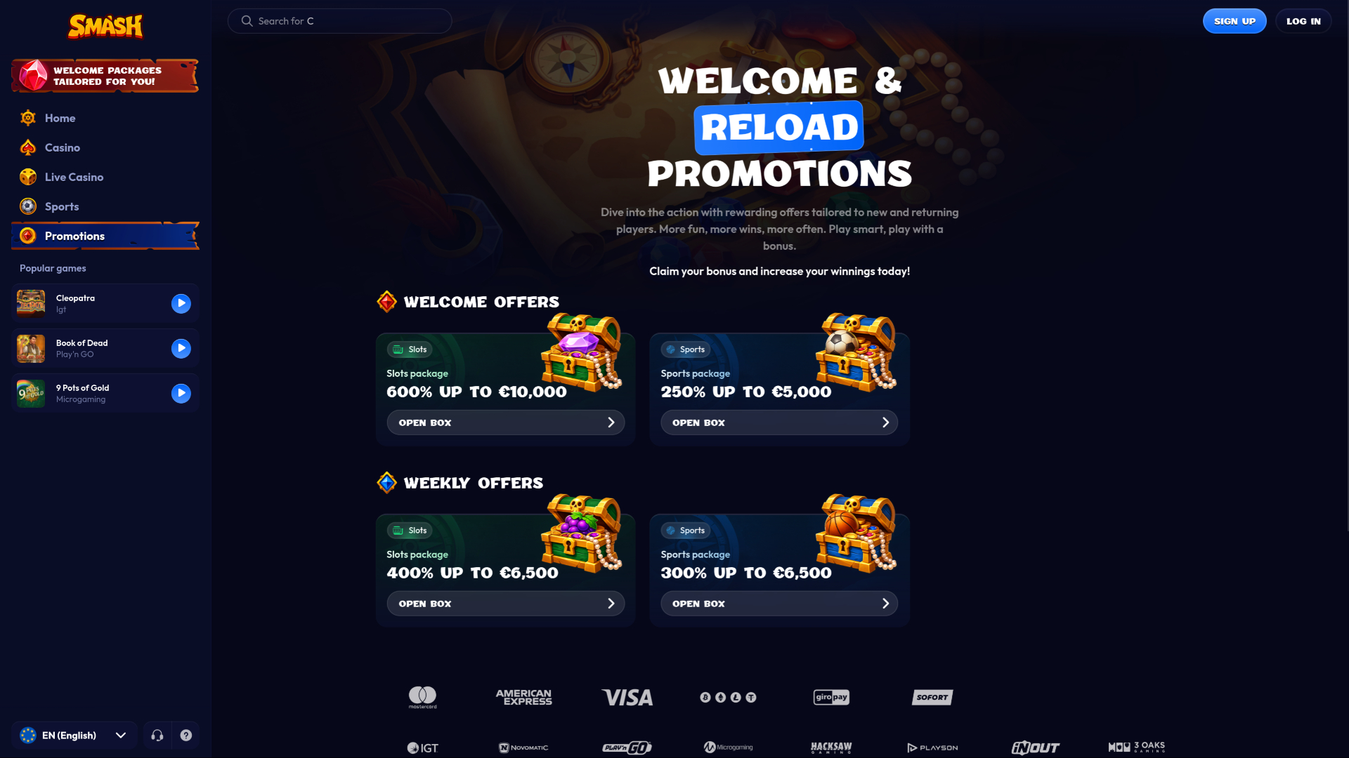 Smash Casino Desktop Promotions