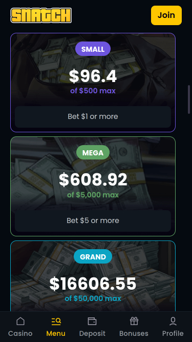 Snatch Casino Mobile Jackpot