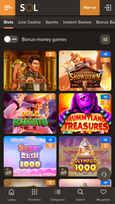 Sol Casino Mobile Games