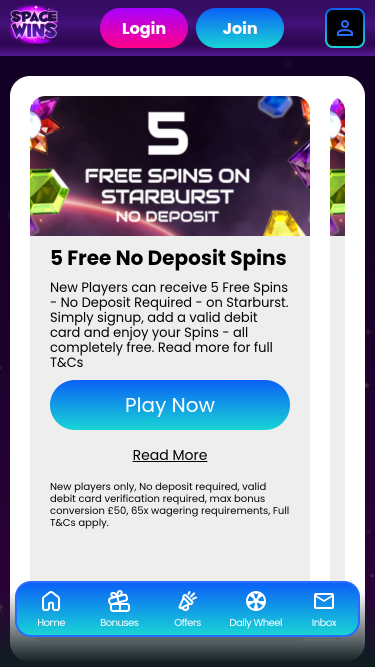 Space Wins Casino Mobile Promotions