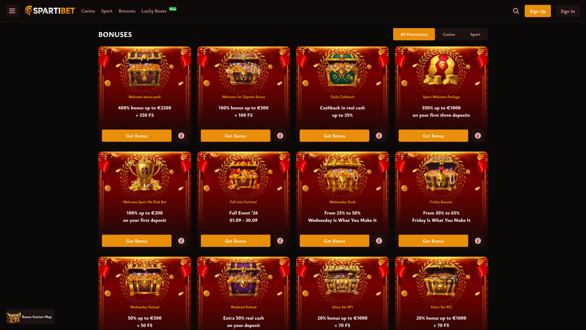 Spartibet Casino Desktop Promotions