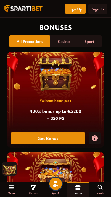 Spartibet Casino Mobile Promotions