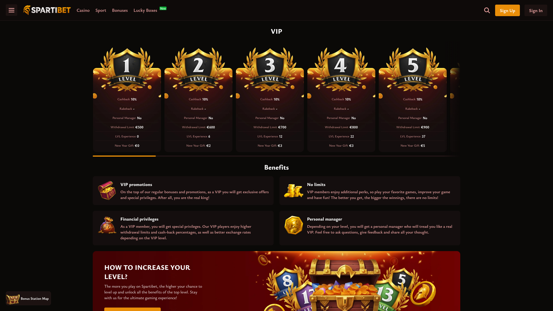 Spartibet Casino Desktop VIP