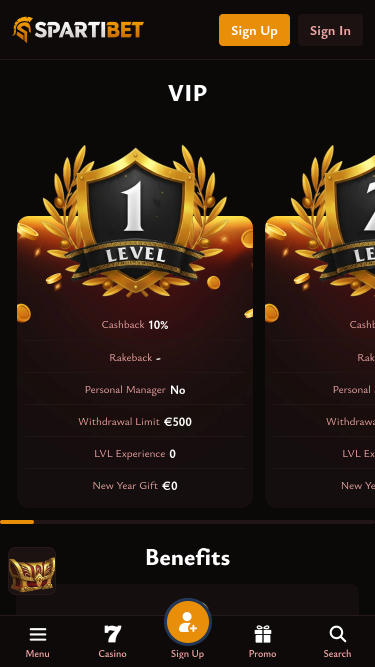 Spartibet Casino Mobile VIP