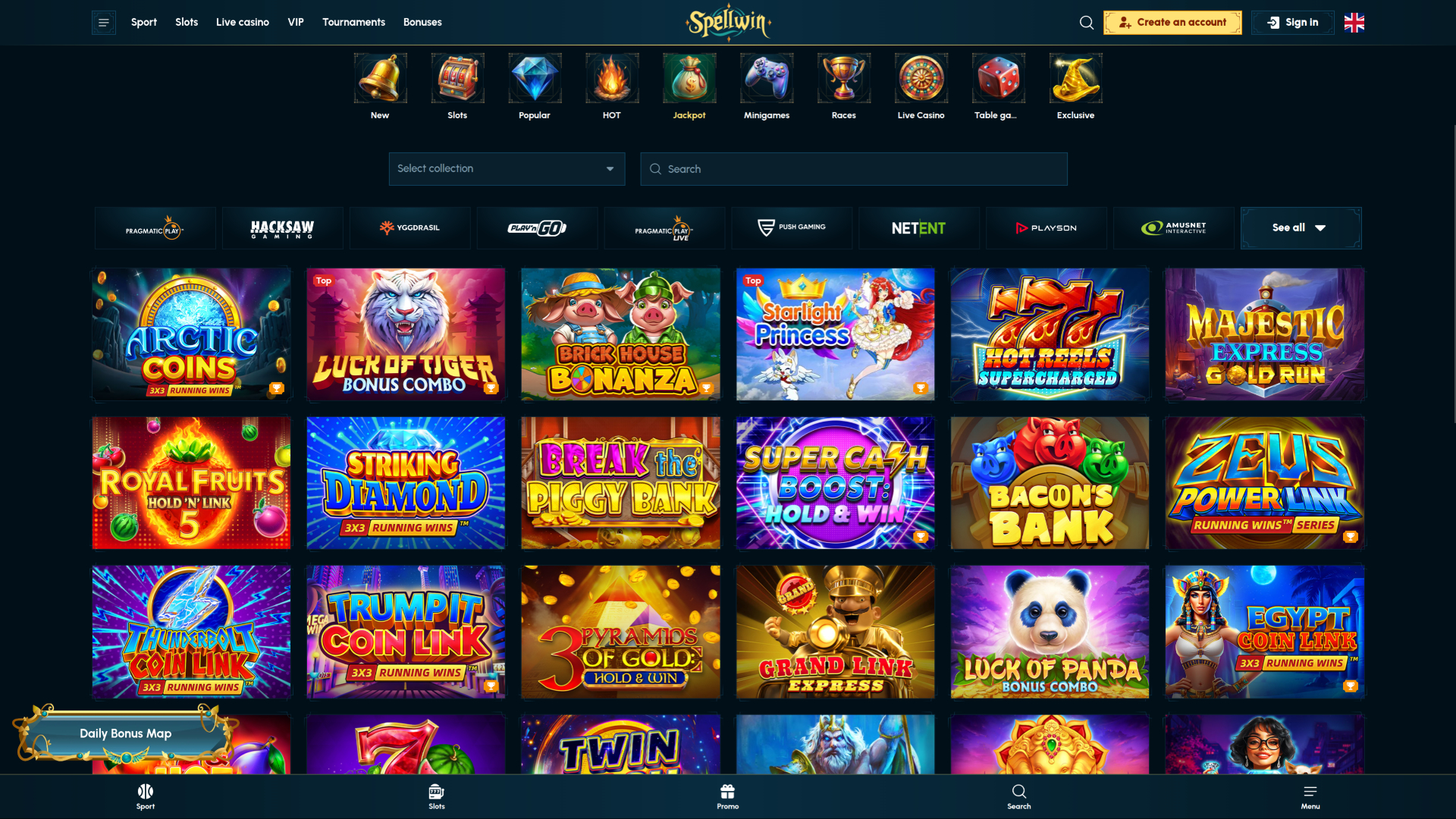 SpellWin Casino Desktop Jackpot