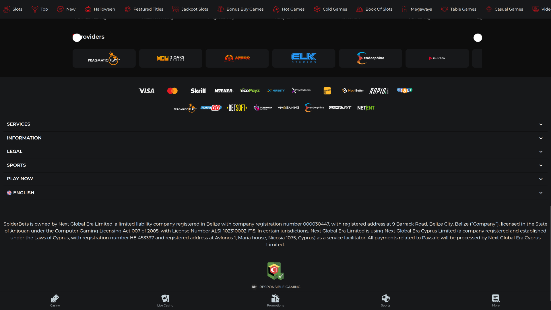 SpiderBets Casino Game Developers