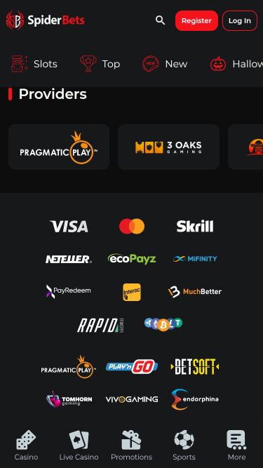 SpiderBets Casino Game Developers