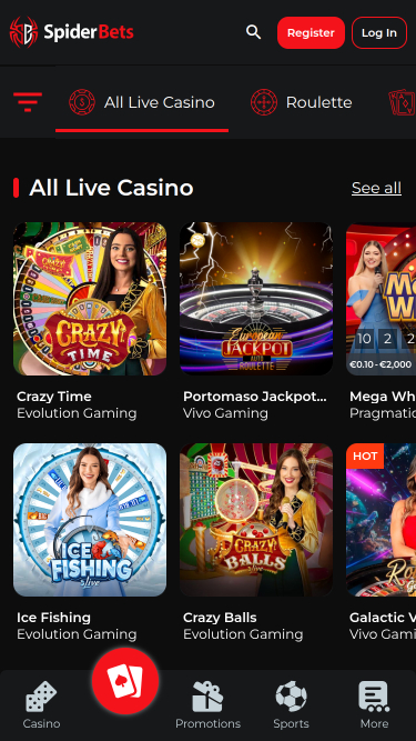 SpiderBets Casino Live Dealer