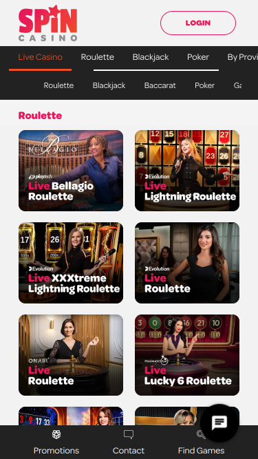 Spin Casino Mobile Live Dealer