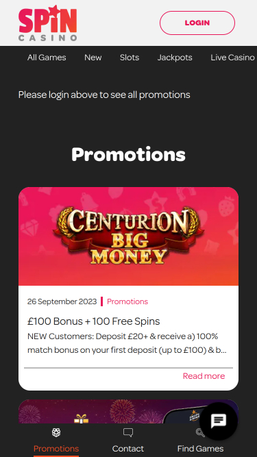 Spin Casino Mobile Promotions